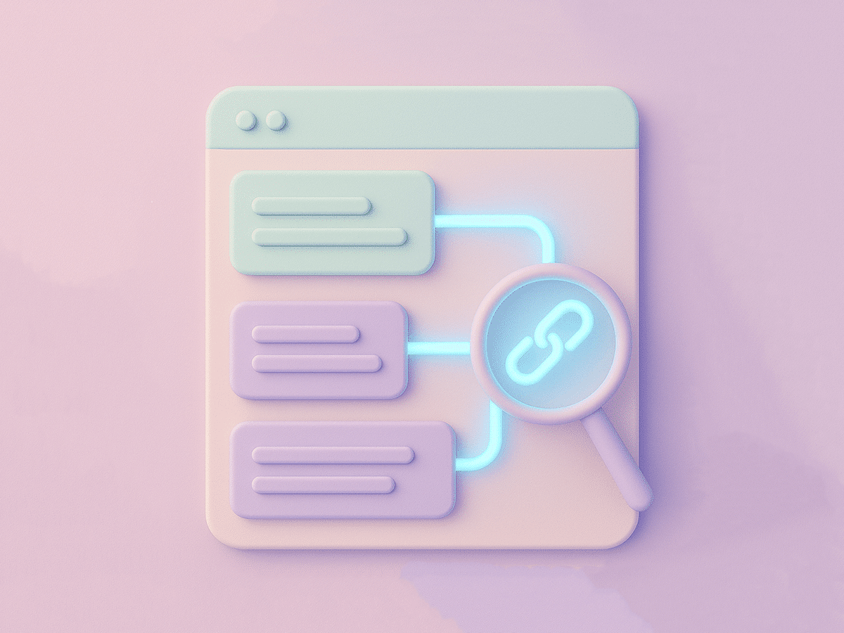 3D illustration representing how anchor text connects pages in SEO strategy.