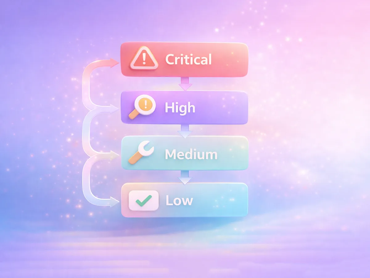 A visual showing how professional SEO audit services prioritize issues by severity and search impact.